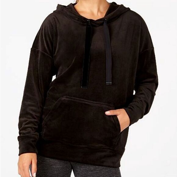Ideology Women's Drop Shoulder Velour Hoodie - Picture 1 of 8